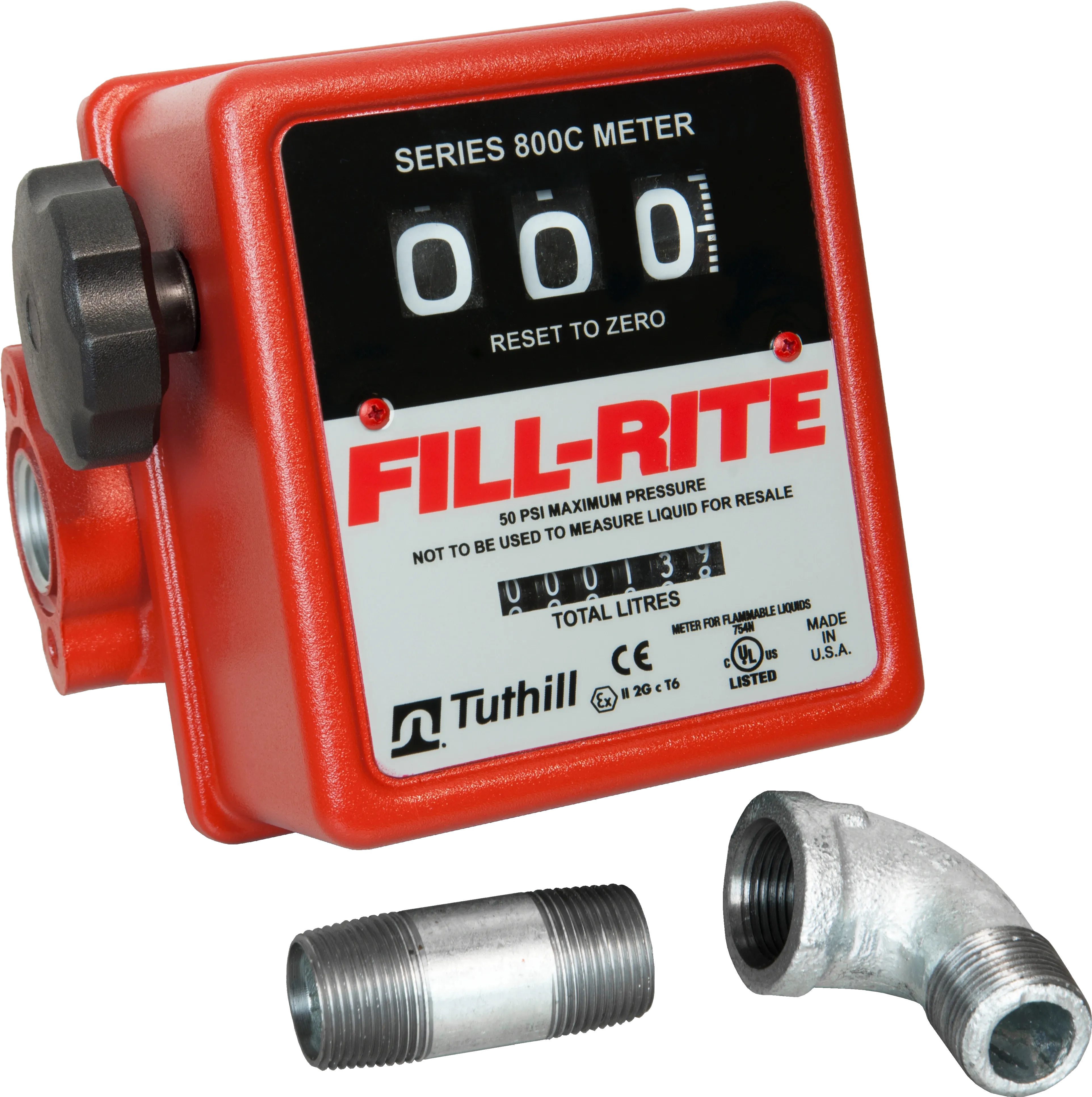 Fill-Rite&#xAE;&#x20;5-20&#x20;GPM&#x20;Mechanical&#x20;Meter&#x20;3&#x20;Wheel&#x20;Liter&#x20;Register&#x20;3&#x2F;4in&#x20;NPT&#x20;with&#x20;Mounting&#x20;Kit
